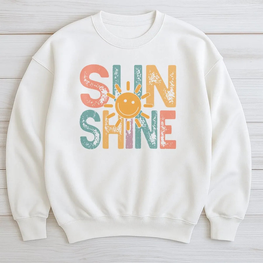 Retro Sunshine Sweatshirt | Vintage Positive Vibes Graphic Tee | Soft Breathable 100% Cotton | Cute Aesthetic Summer Vacation Gift