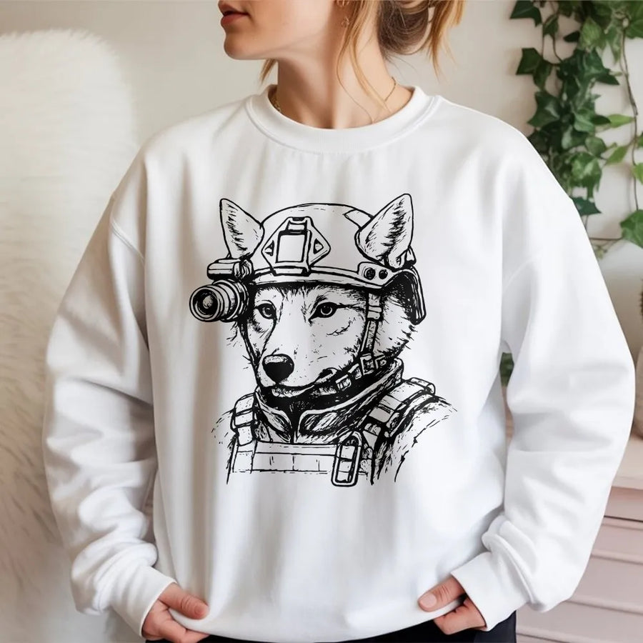 Tactical Coyote Sweatshirt | Night Vision Graphic Sketch | Premium Cotton Blend | Gift for Coyote Hunters & Veterans