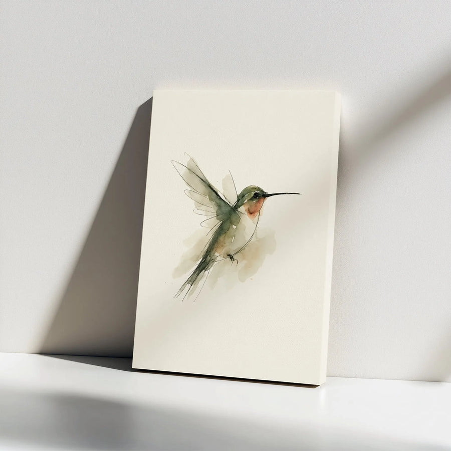 Hummingbird Wall Art Canvas | Loose Watercolor Sketch Painting | Premium Gallery Wrap | Nature-Inspired Home Decor Gift