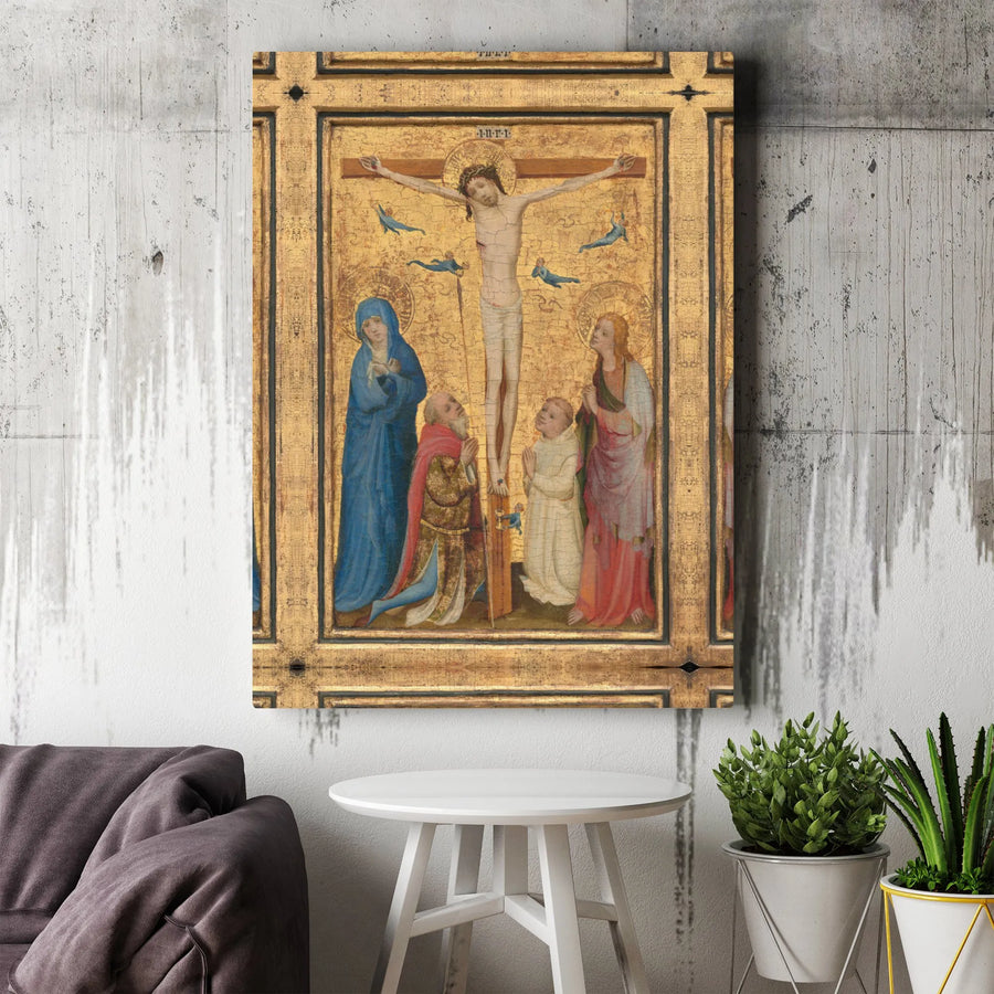 Crucifixion of Jesus Canvas Wall Art | Renaissance Style Religious Painting | Premium Gallery Wrap Print | Catholic Home Decor Gift