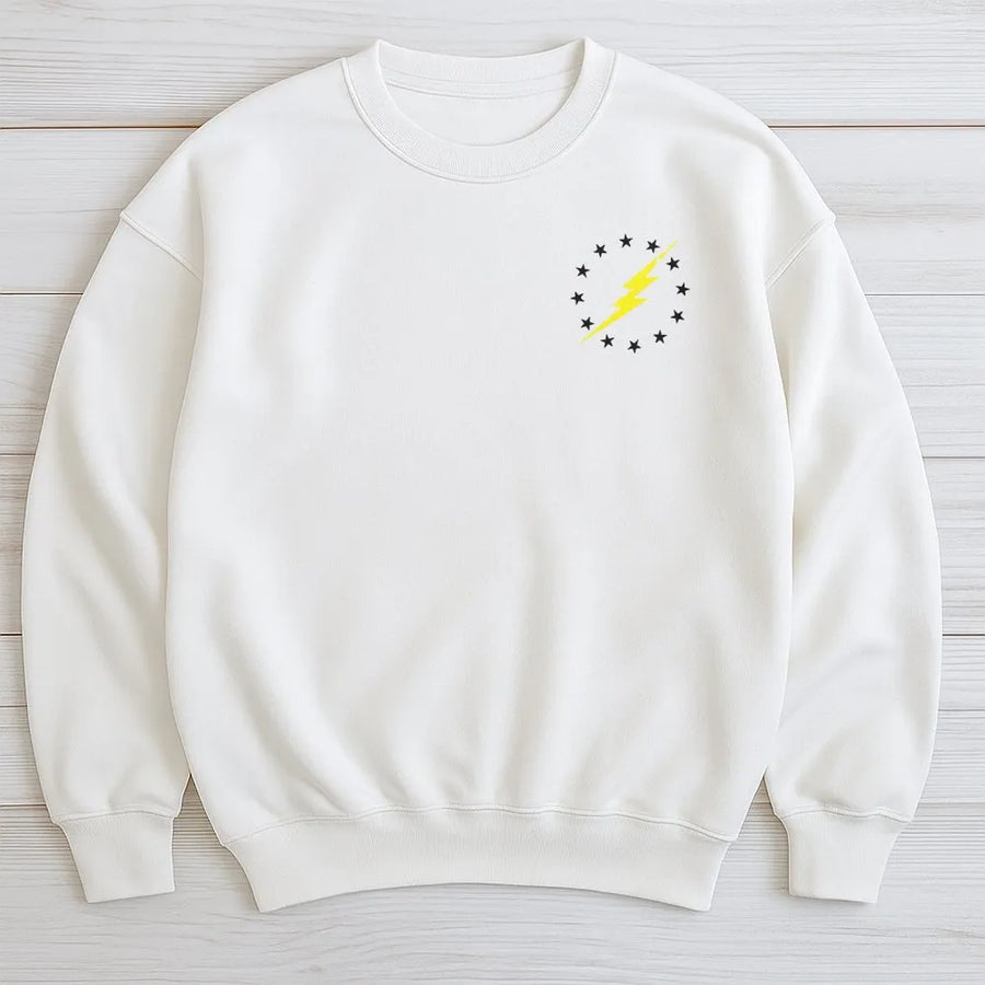 Electrician Sweatshirt | Patriotic Lightning Bolt Star Graphic | Premium Cotton Blend | Blue Collar Worker Gift for Men