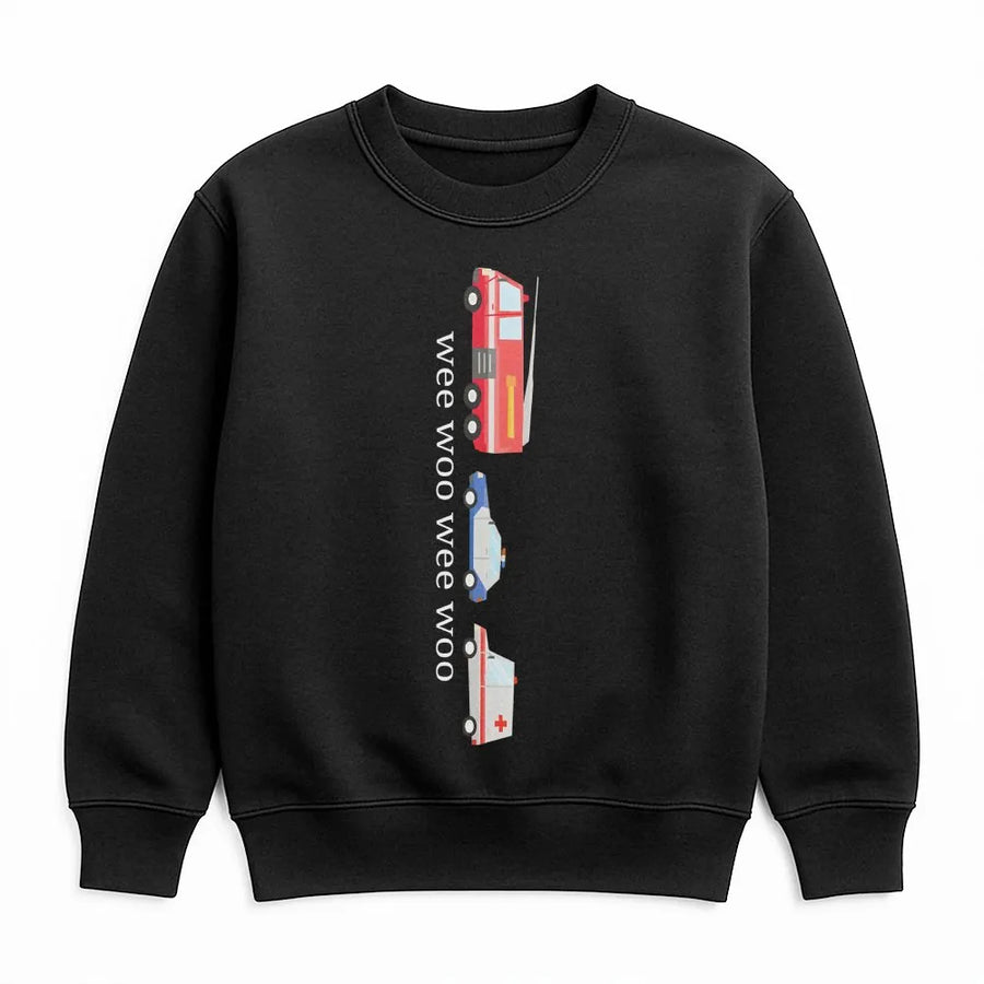 Funny Wee Woo Sweatshirt | Emergency Vehicle Graphic Sweatshirt | Premium Cotton-Blend | Gift for 911 Dispatcher, EMT, First Responder