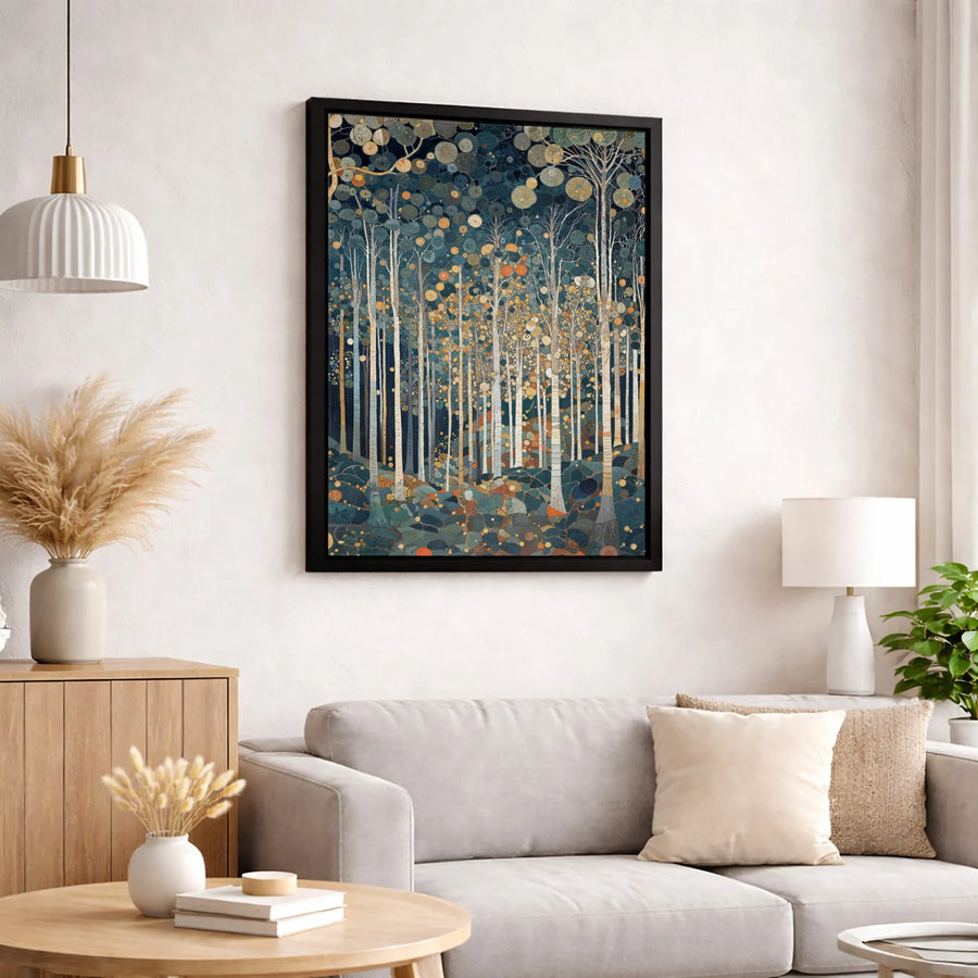 Abstract Birch Tree Wall Art | Mosaic Forest Landscape Canvas | Premium Fade-Resistant Gallery Wrap | Modern Home Decor Gift
