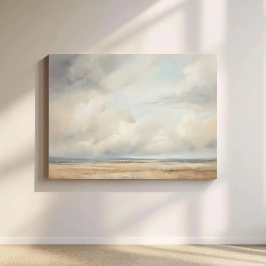 Abstract Coastal Seascape Canvas | Large Landscape Wall Art | Premium 1.25-Inch Gallery Wrap | Modern Neutral Home Decor
