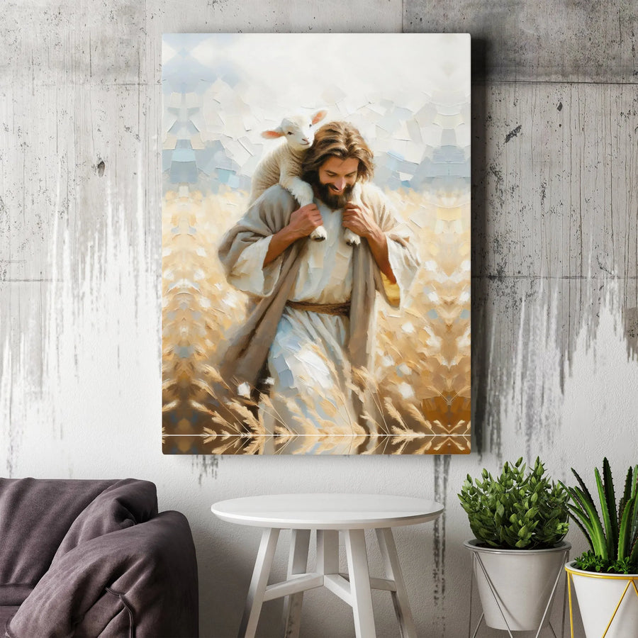 Jesus The Good Shepherd Canvas Art | Oil Painting Style Portrait | Premium 1.25-Inch Gallery Wrap | Christian Home Decor & Religious Gift
