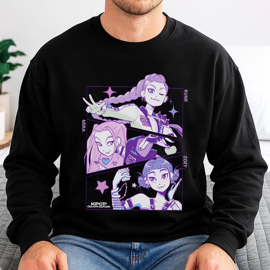 Kpop Demon Hunters Sweatshirt | Anime Style Idol Group Graphic | Premium Cotton Blend | Gift For Kpop Fans And Manga Lovers