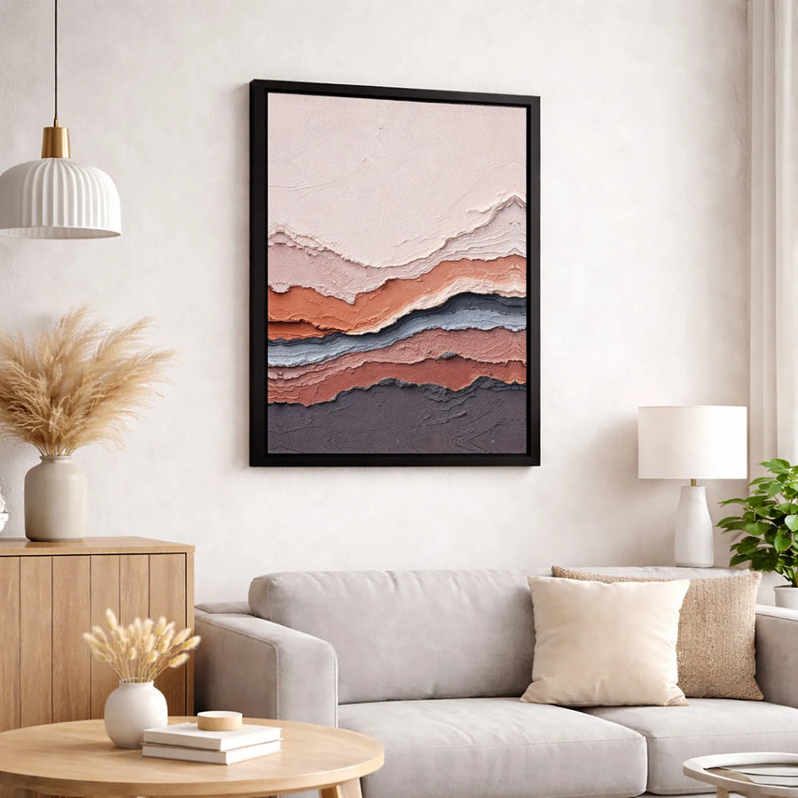 Abstract Textured Landscape Canvas Art | Earth Tone Layered Wall Decor | Premium Fade-Resistant Gallery Print | Modern Minimalist Home Office Decor