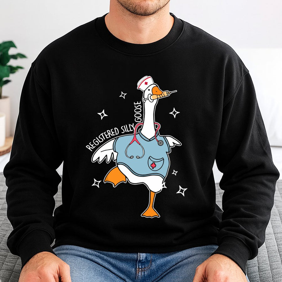 Registered Silly Goose Sweatshirt | Funny Nurse Appreciation Gift | Premium Cotton Blend | Nursing Student Graduate Hoodie
