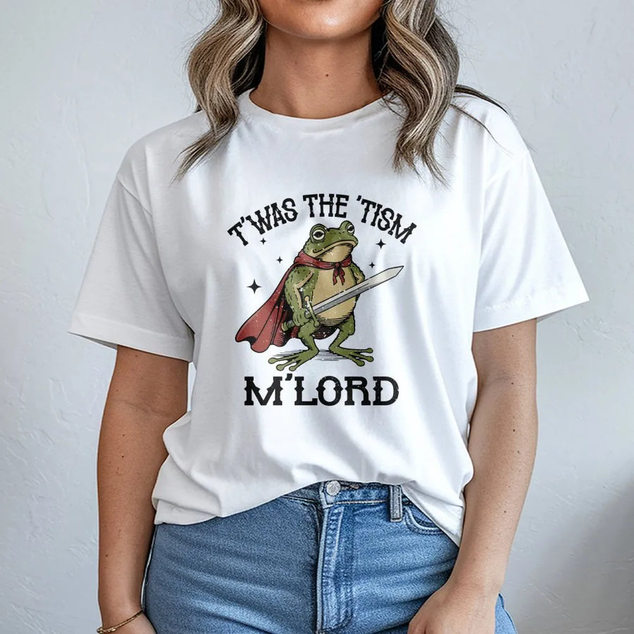 T'was The 'Tism M'Lord T-Shirt | Funny Medieval Knight Frog Design | Premium Soft Cotton Graphic Tee | Neurodivergent Humor Gift For Friends