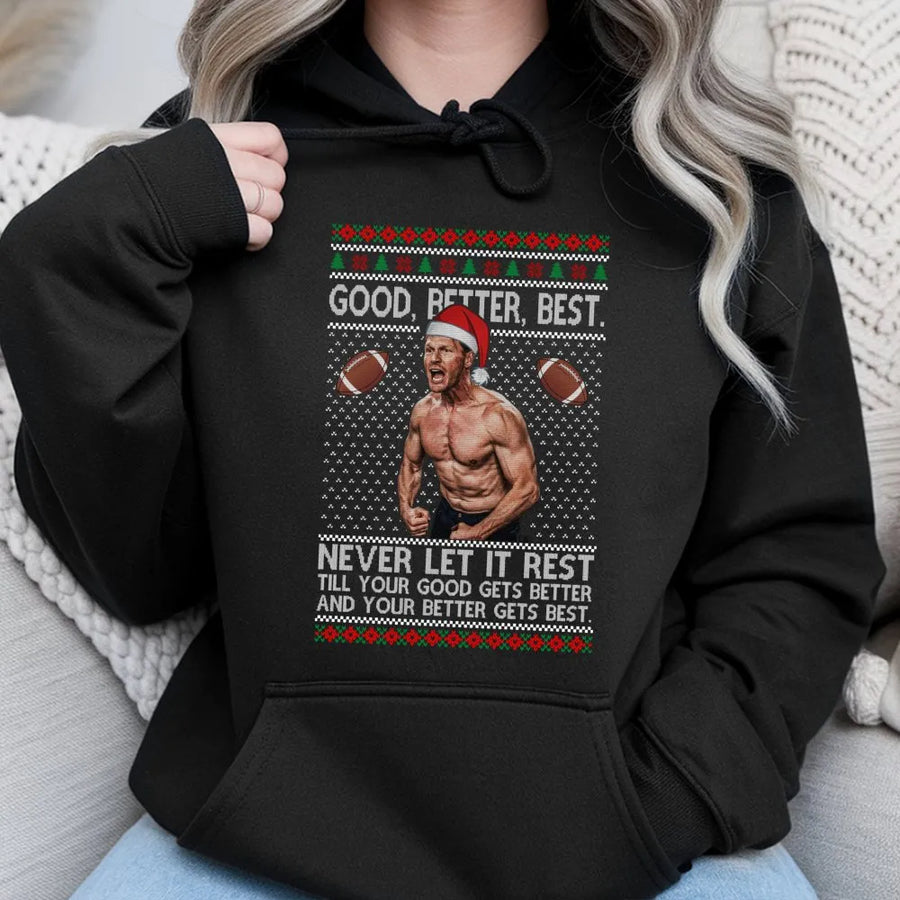 Football Coach Ugly Christmas Hoodie | Motivational Quote Graphic Print | Premium Cotton Blend | Funny Holiday Gift For Football Fans & Coaches