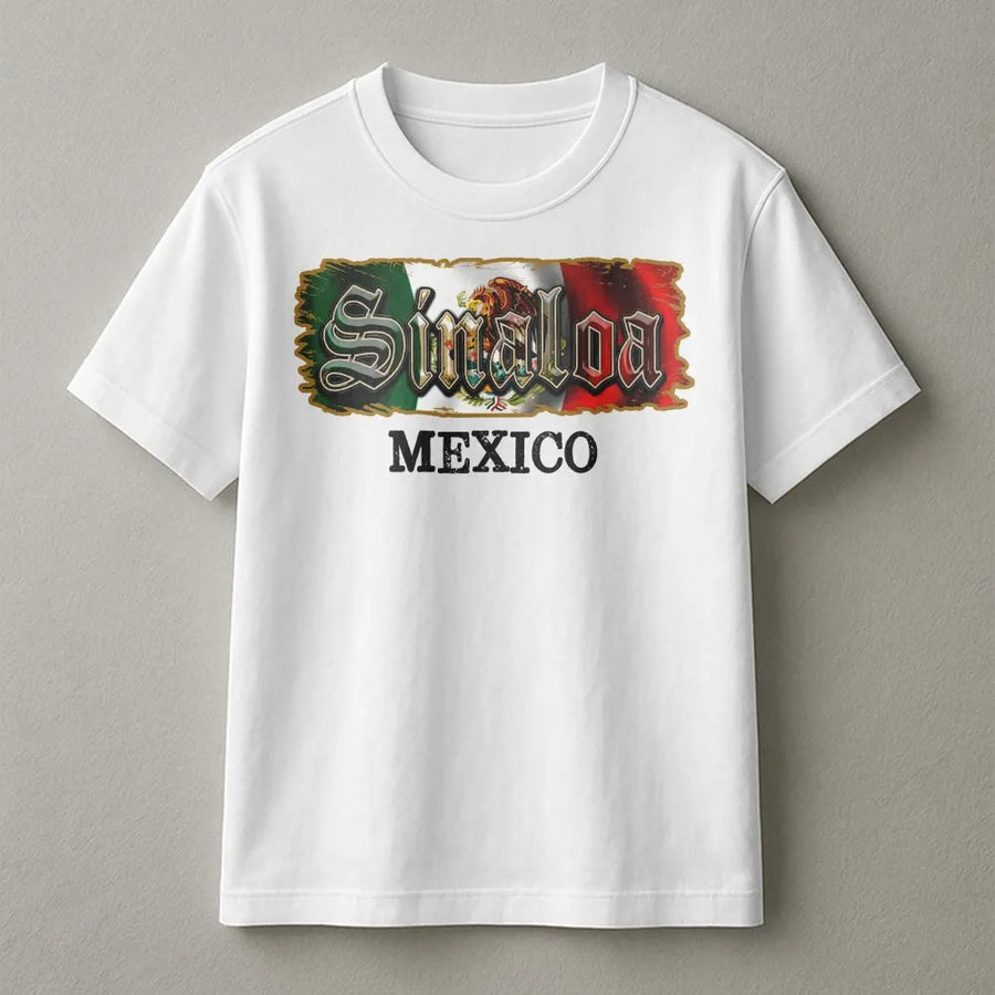 Sinaloa Mexico T-Shirt | Vintage Distressed Mexican Flag Graphic | Premium Cotton-Blend | Mexican Heritage Pride Gift for Men & Women