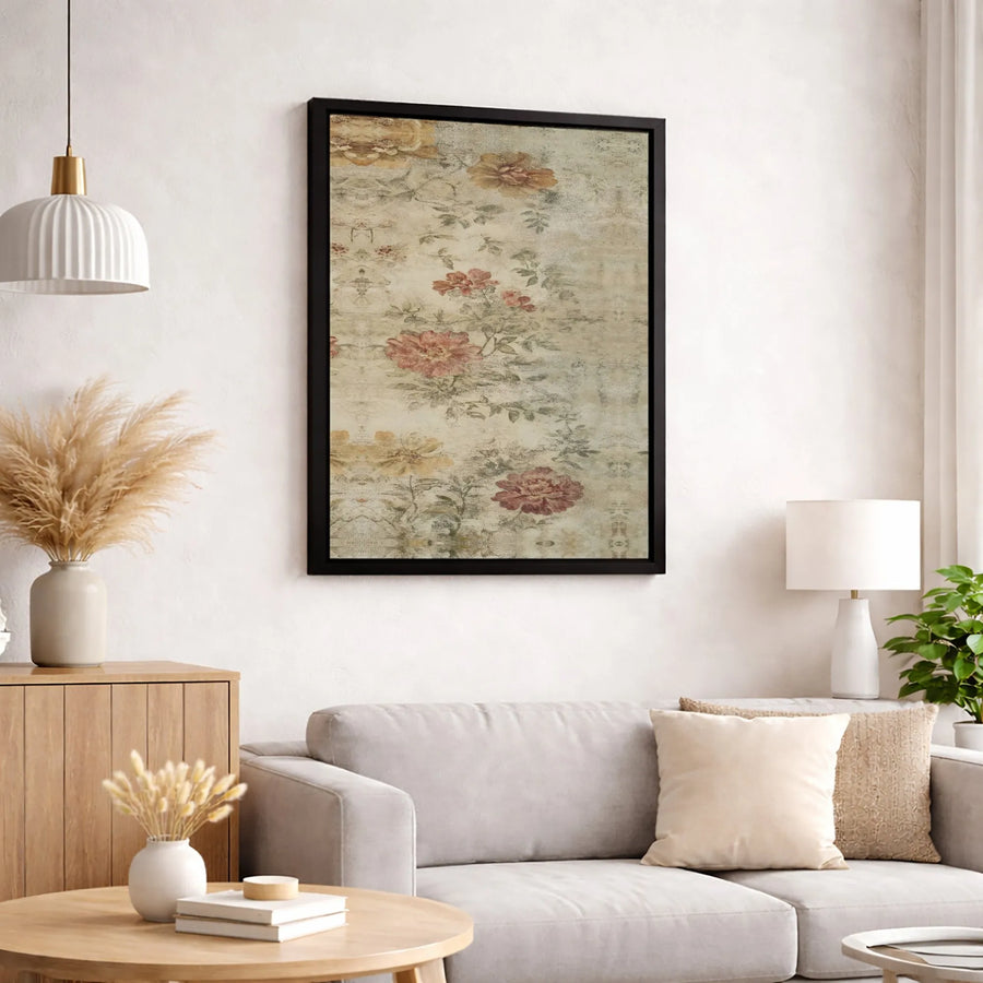 Vintage Distressed Floral Canvas Print | Antique Botanical Garden Wall Art | Premium Fade-Resistant Gallery Wrap | Elegant Home Decor Gift