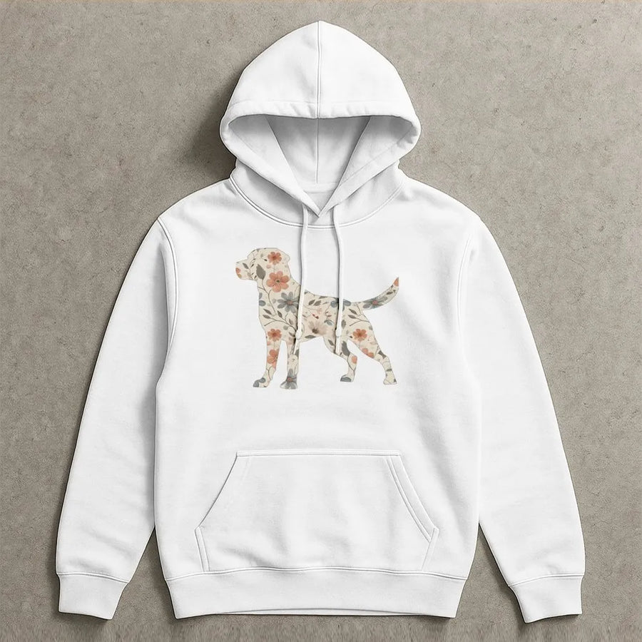 Floral Labrador Hoodie | Botanical Lab Silhouette Graphic | Premium Cotton-Blend | Gift For Dog Mom & Retriever Lovers