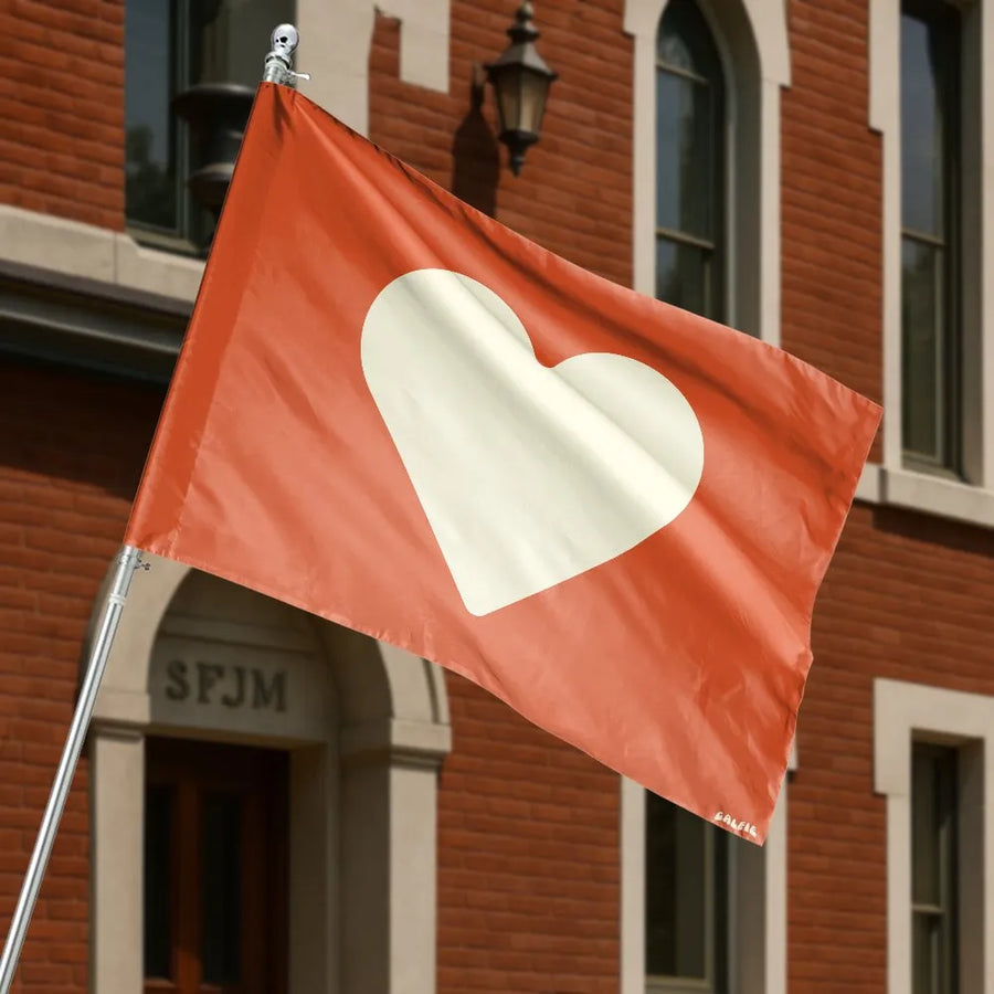 Modern Heart House Flag | Double-Sided Graphic Banner | Premium Weather-Resistant Polyester | Porch & Yard Decor Gift