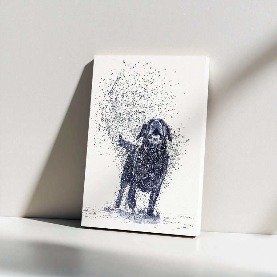 Shaking Dog Canvas Art | Splash Water Sketch Portrait | Premium Gallery Wrapped Decor | Gift for Dog Lovers and Pet Owners
