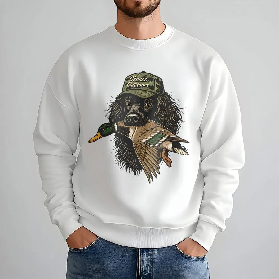 Hunting Dog Duck Hunter Sweatshirt | Mallard Retriever Graphic Print | Premium Cotton Blend | Gift For Waterfowl Hunter Outdoorsman