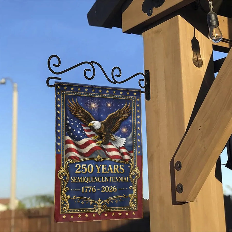 America 250th Semiquincentennial Garden Flag | 1776-2026 Commemorative Eagle Design | Double Sided Polyester | Collector's Patriotic Yard Decor