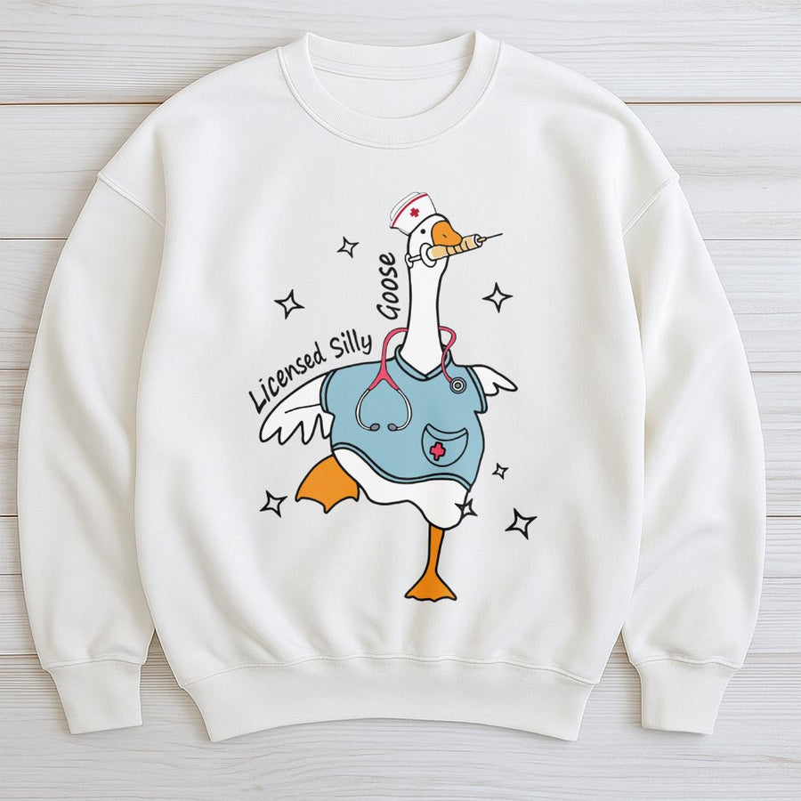 Nurse Silly Goose Sweatshirt | Funny Nursing Student Graphic | Premium Cotton Blend | Gift for Nurse Practitioner RN Graduation