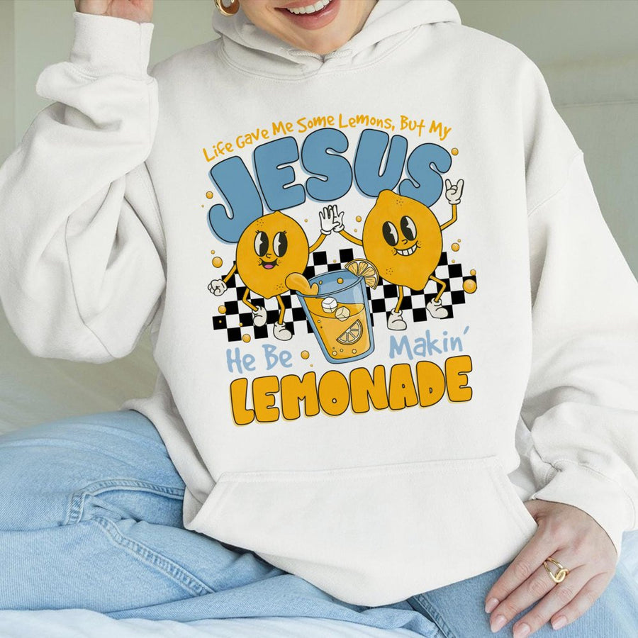 Jesus Lemonade Hoodie | Christian Retro Graphic Aesthetic | Premium Cotton-Blend Comfort | Religious Faith Gift For Women And Men