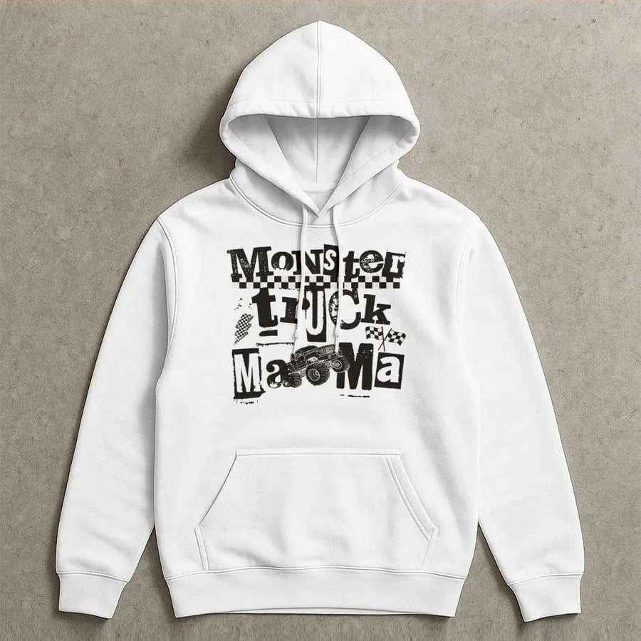 Monster Truck Mama Hoodie | Vintage Racing Graphic Pullover | Premium Cotton Blend | Gift For Racing Moms And Car Enthusiasts
