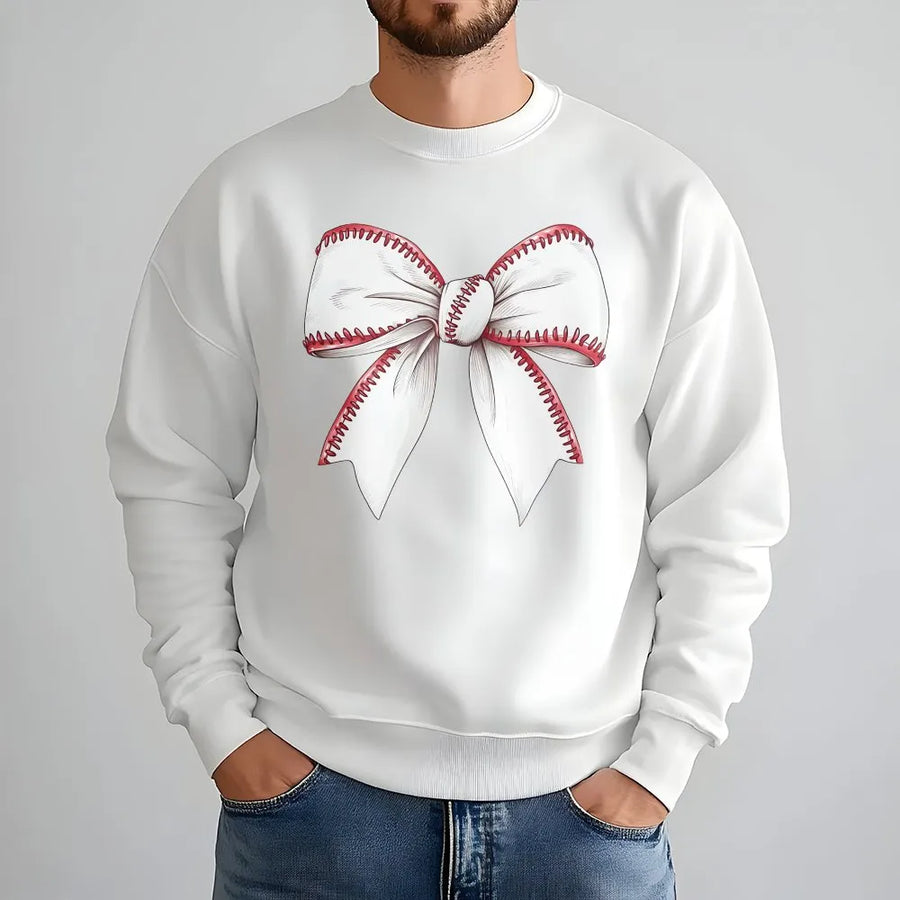 Baseball Mom Sweatshirt | Coquette Bow Graphic Design | Premium Cotton Blend | Gift for Baseball Fans and Game Day Outfit