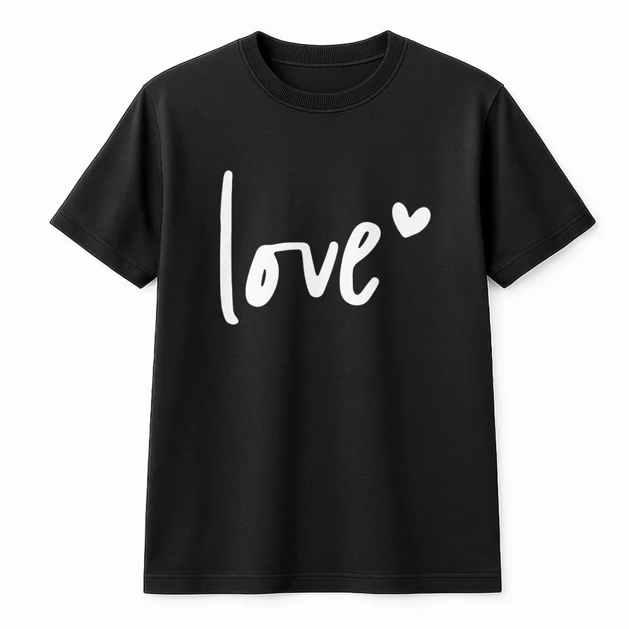 Love Heart T-Shirt | Minimalist Cursive Typography Design | Premium Soft Cotton Tee | Romantic Valentine's Day Gift For Her Him