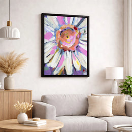 Abstract Flower Canvas Wall Art | Colorful Floral Impressionist Painting | 1.25 Inch Premium Gallery Wrap | Modern Home Office Decor Gift