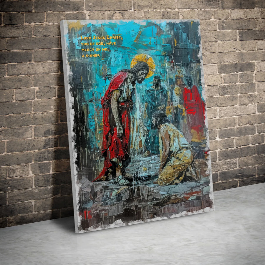 Jesus Prayer Canvas Wall Art | Lord Jesus Christ Son Of God Religious Decor | Premium Gallery Wrap Print | Faithful Christian Home Decor Gift