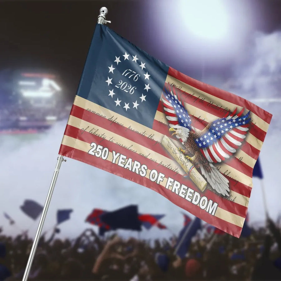 USA 250 Years of Freedom House Flag | Patriotic 1776-2026 America Semiquincentennial Eagle Design | Double-Sided Premium Weather-Resistant Polyester | Patriotic Outdoor Decor Gift