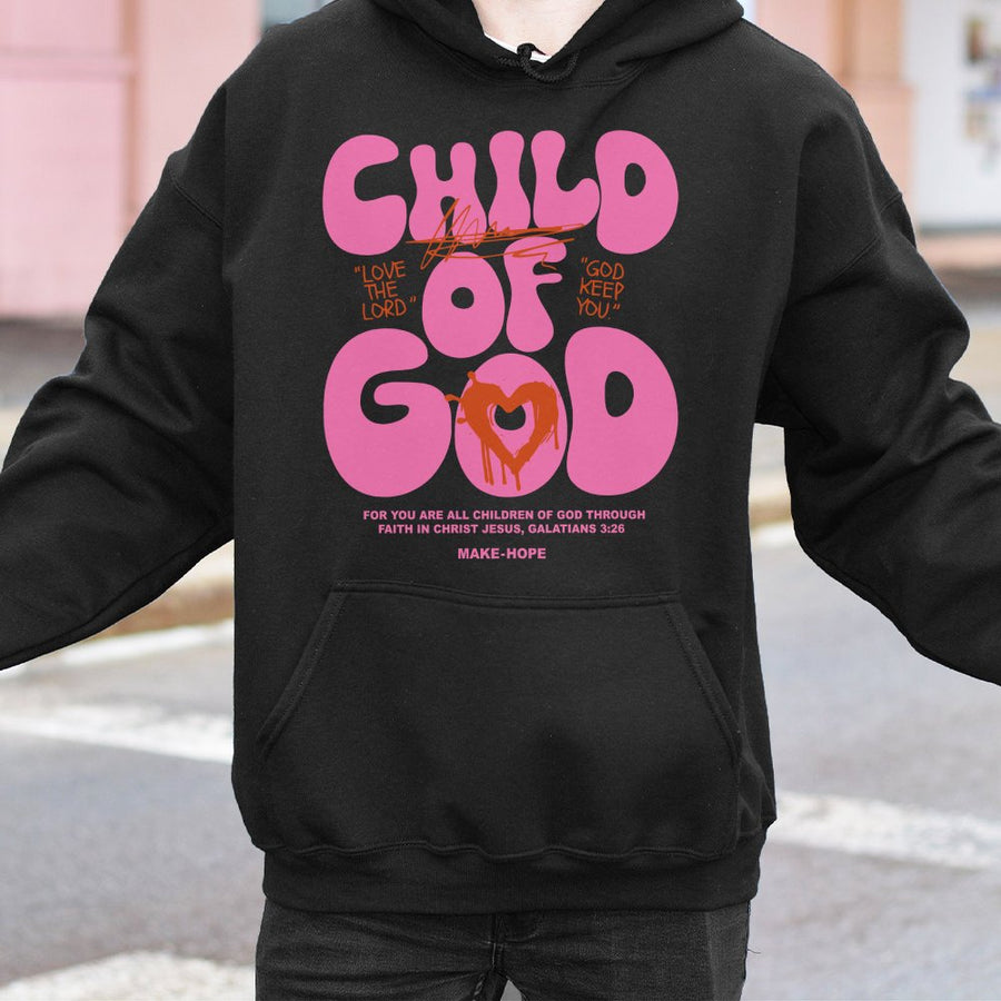 Child Of God Hoodie | Retro Christian Graphic Sweatshirt | Cotton-Polyester Blend | Spiritual Faith Gift for Believers