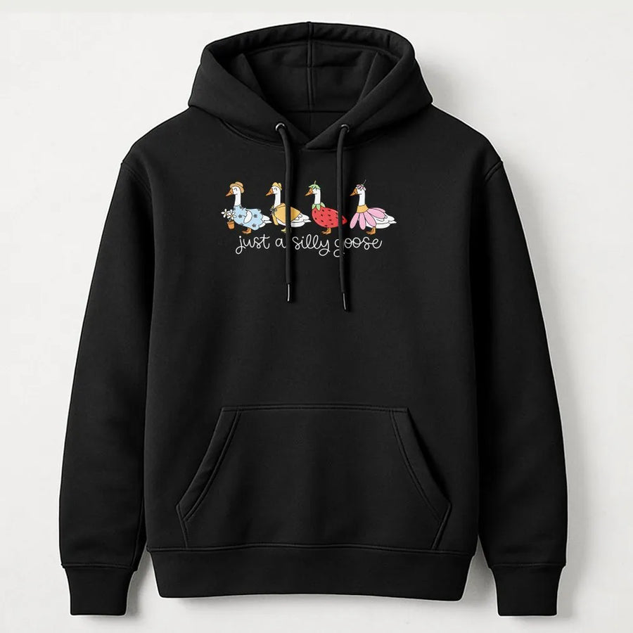 Silly Goose Hoodie | Cute Cartoon Geese Graphic Sweatshirt | Premium Cotton-Blend | Funny Animal Lover Gift