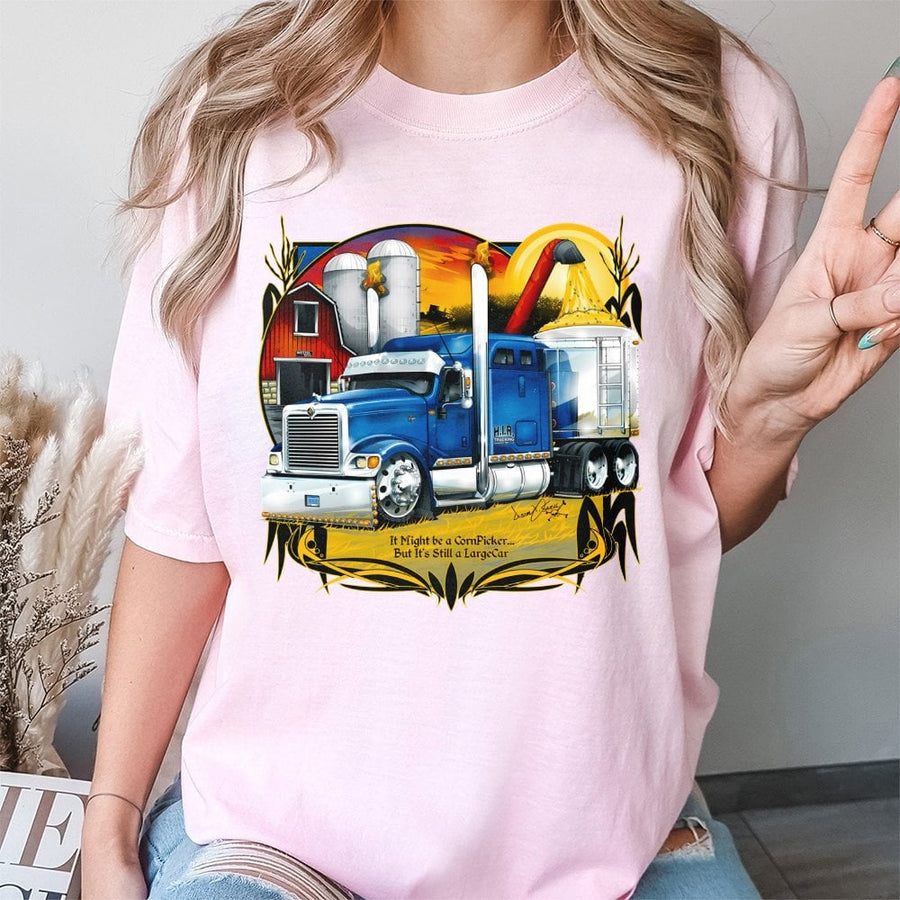 Semi Truck T-Shirt | Cornpicker Largecar Graphic Design | 100% Cotton Premium Tee | Gift for Truckers and Farmers