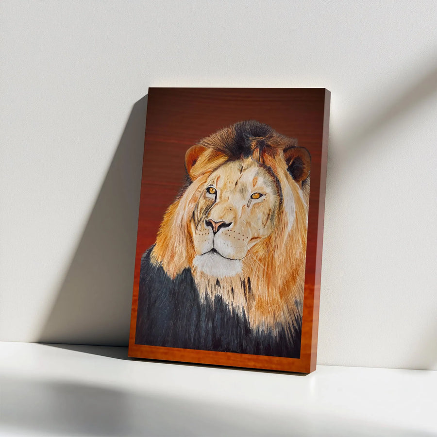 Lion Canvas Wall Art | Majestic Lion Portrait with Scar | Premium Thick Gallery Wrapped Canvas | Modern Man Cave & Office Decor Gift