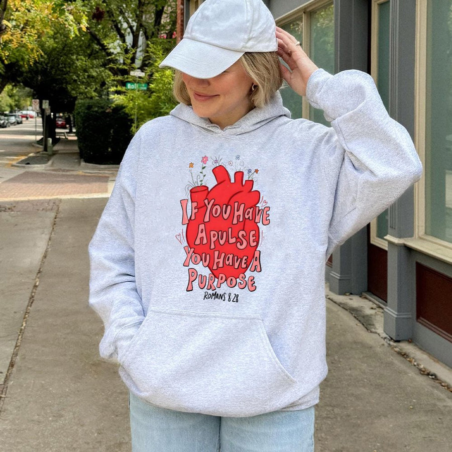If You Have A Pulse You Have A Purpose Hoodie | Christian Scripture Bible Verse Graphic | Premium Cotton Blend | Faith-Based Gift For Men And Women