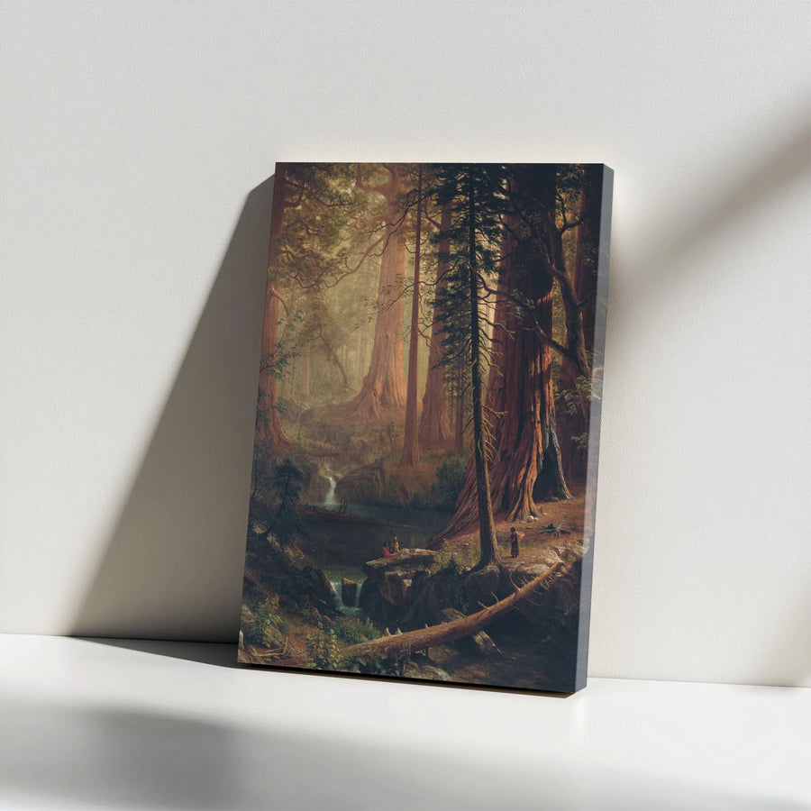 Redwood Forest Canvas Wall Art | Vintage Landscape Painting with Giant Sequoias | Premium Gallery Wrapped Canvas | Rustic Cabin & Lodge Decor Gift