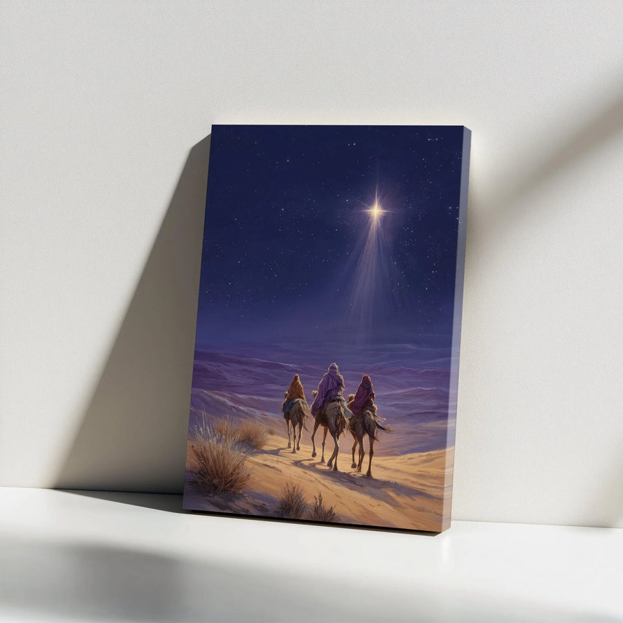 Three Wise Men Canvas Print | Nativity Story Scene with Star | Premium 1.25-inch Gallery Wrap | Religious Christmas Home Wall Art Decor