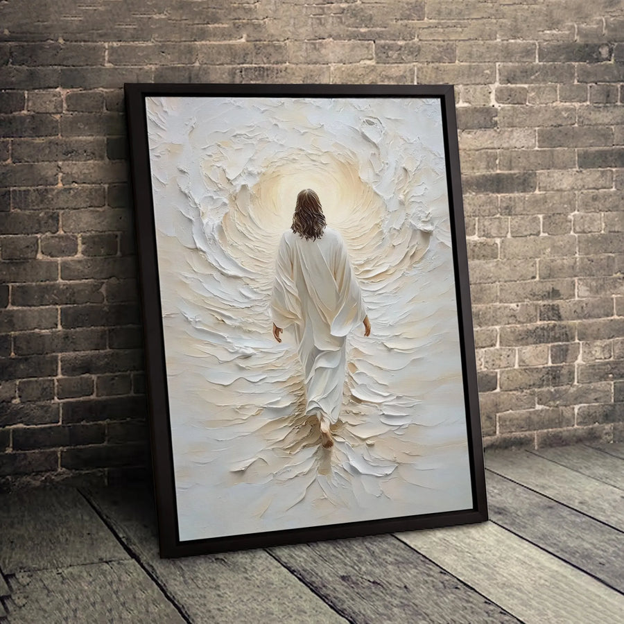 Jesus Walking Into Light Canvas Print | Religious Wall Art Decor | Premium Fade-Resistant Gallery Wrap | Spiritual Christian Home Gift