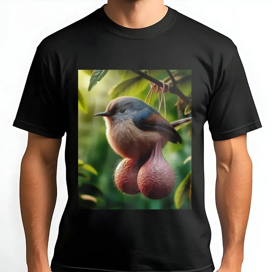 Funny Bird With Balls T-Shirt | Titmouse Meme Graphic Jumper | Soft Fleece Pullover | Gag Gift for Bird Lovers