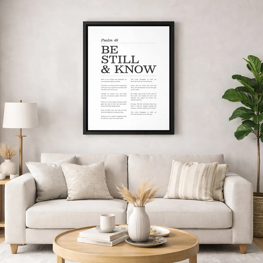 Psalm 46 Be Still And Know Canvas | Minimalist Bible Verse Wall Art | Gallery Wrapped Premium Quality | Christian Home Decor Gift