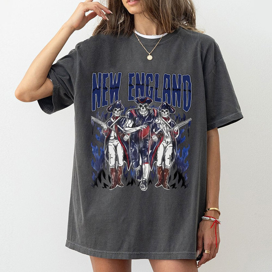 New England With Skeleton Patriots T-Shirt