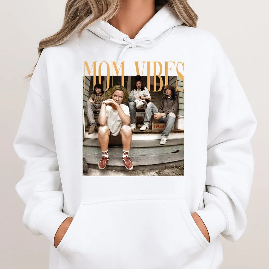 Mom Vibes Hoodie | Retro 90s Aesthetic Graphic | Premium Cotton Blend | Funny Motherhood Gift for Her