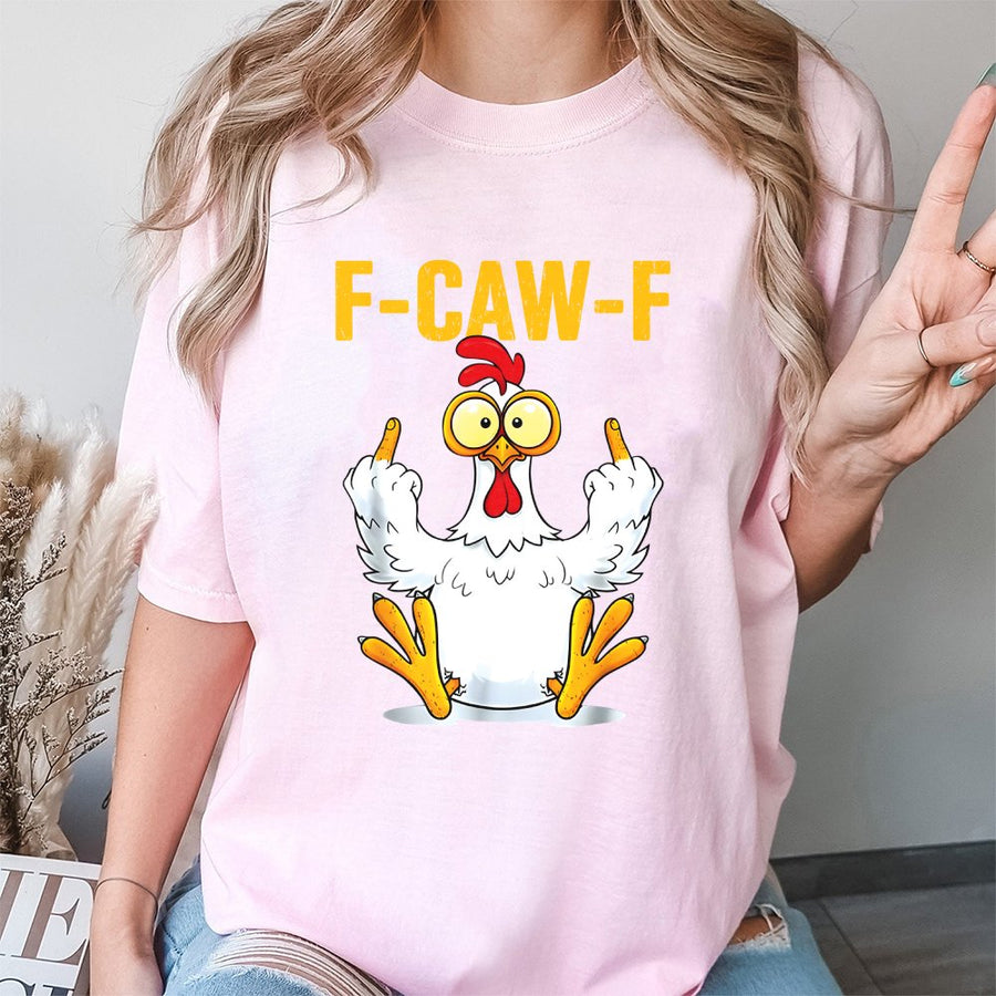 F-Caw-F Chicken T-Shirt | Funny Rude Rooster Graphic Tee | 100% Soft Cotton Premium Quality | Sarcastic Gift for Chicken Lovers