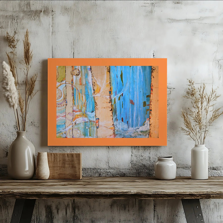 Abstract Canvas Wall Art | Blue and Gold Modern Texture Painting | Gallery-Wrapped Premium Decor | Sophisticated Home Office Gift