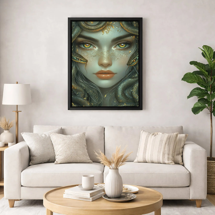 Medusa Wall Art Canvas | Enchanting Snake Hair Portrait | Gallery-Quality 1.25 Inch Profile | Greek Mythology Decor Gift