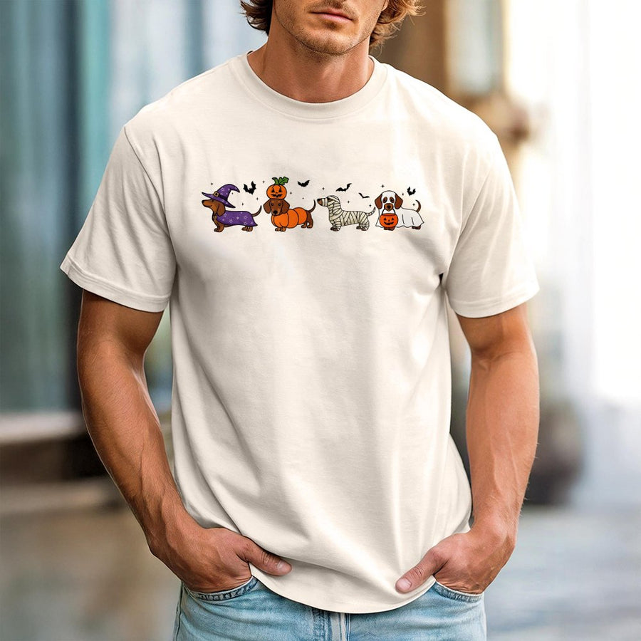 Dachshund Halloween T-Shirt | Cute Spooky Ghost Dog Costume Graphic | Premium 100% Cotton | Funny Wiener Dog Lover Gift for Her