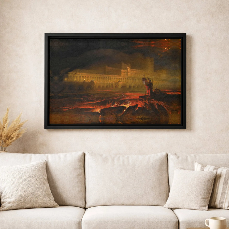 Pandemonium by John Martin Wall Art | Romanticism Epic Landscape | Gallery Wrapped Premium Canvas | Dark Academia Home Decor Gift