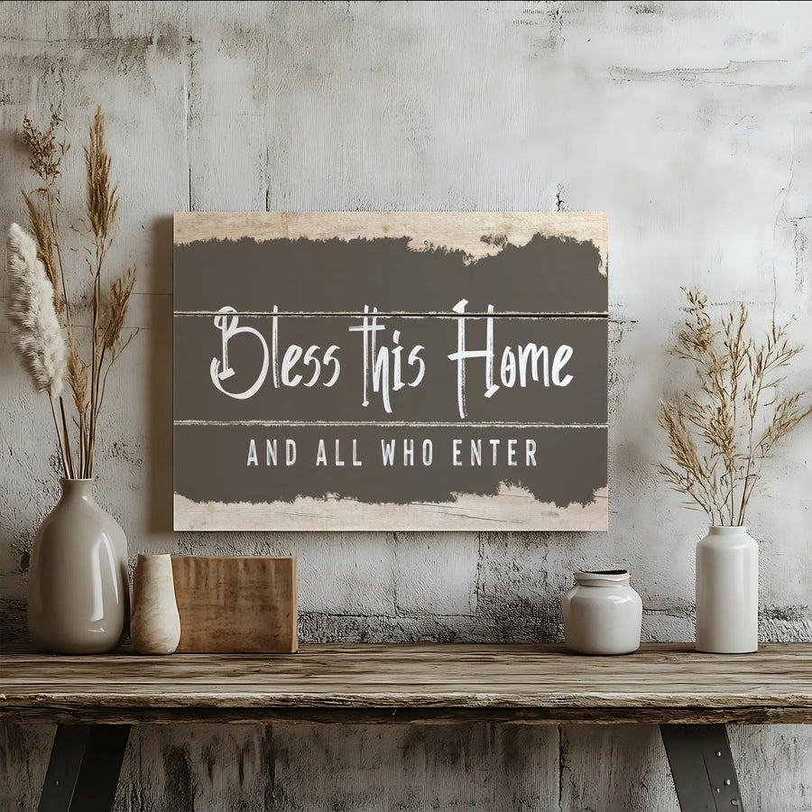 Bless This Home Canvas Wall Art | Rustic Farmhouse Typography Print | Premium 1.25-Inch Gallery Wrap | Meaningful Housewarming Gift Decor