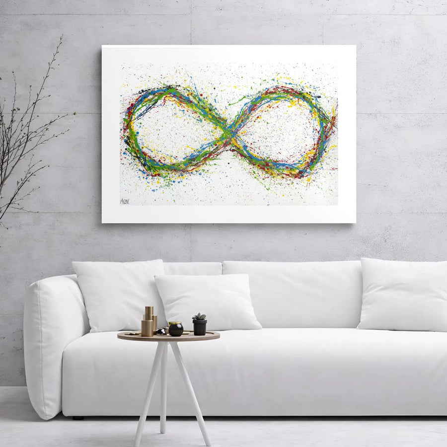 Infinity Symbol Canvas Wall Art | Colorful Paint Splatter Abstract Decor | Premium Gallery Wrap 1.25" Frame | Modern Home Office Gift for Him or Her