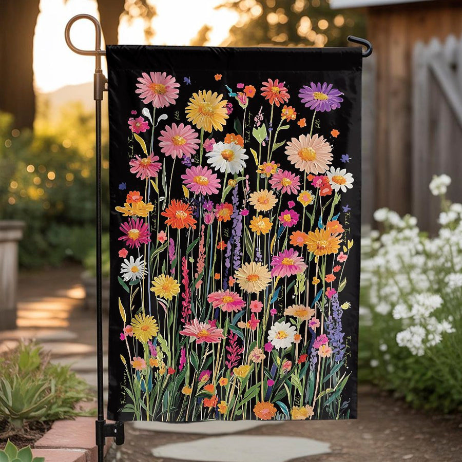 Floral Garden Flag | Vibrant Wildflower Botanical Yard Banner | Premium Weather-Resistant Polyester | Outdoor Spring Home Decor Gift