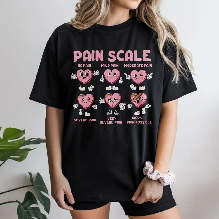 Pain Scale Heart T-Shirt | Funny Medical Nursing Graphic Tee | Premium Soft Cotton | Perfect Gift for Nurses and Healthcare Professionals
